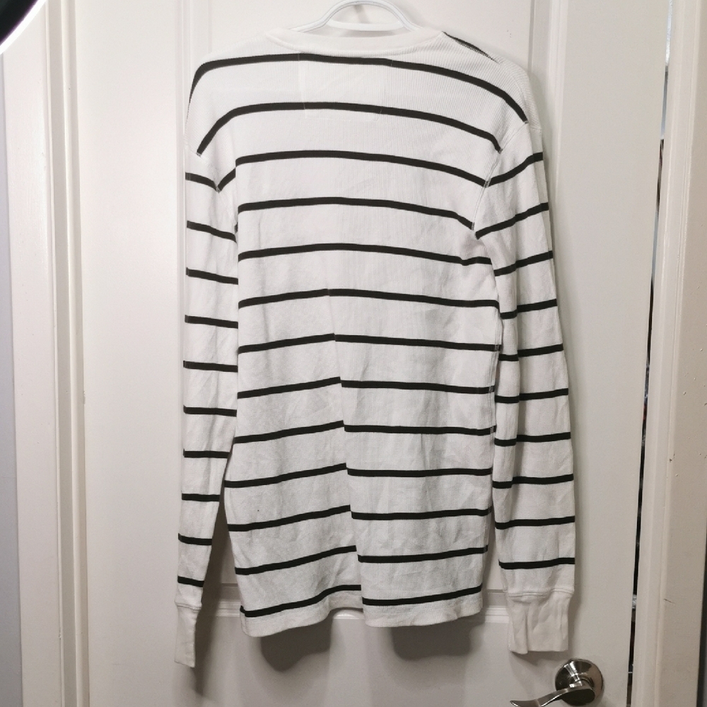 Banana Republic White and Black Striped Long Sleeve Shirt - Picture 3 of 6